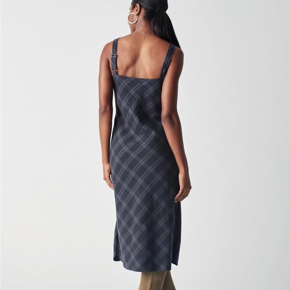 Faherty Navy Aspen Plaid Emma Slip Midi Dress, Small - Picture 2 of 4